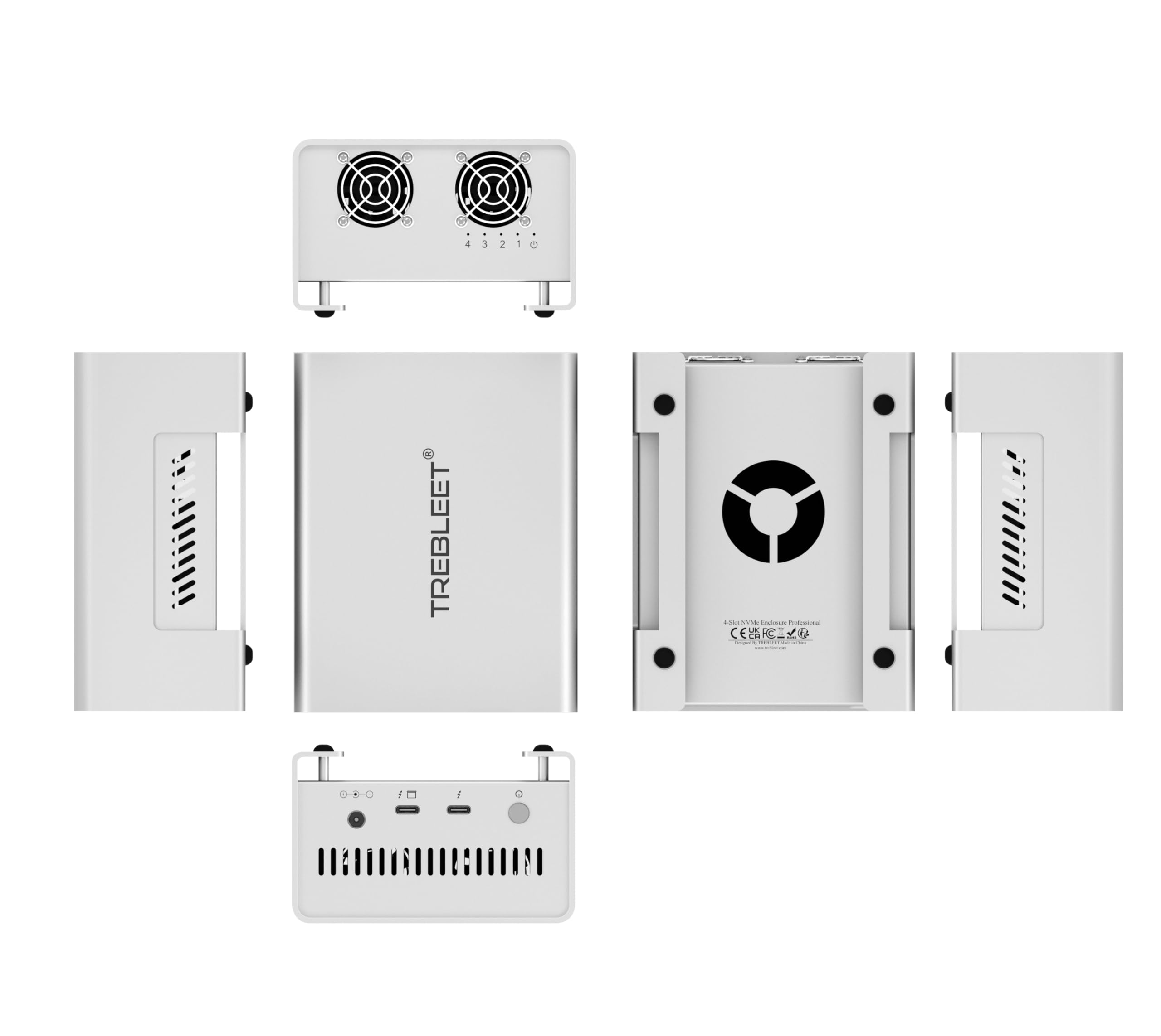 TREBLEET Thunderbolt 3 Four-Slot M.2 NVMe SSD Enclosure 40Gbps up